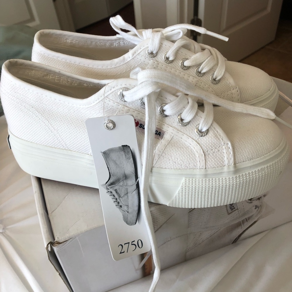 Superga white platform sneakers